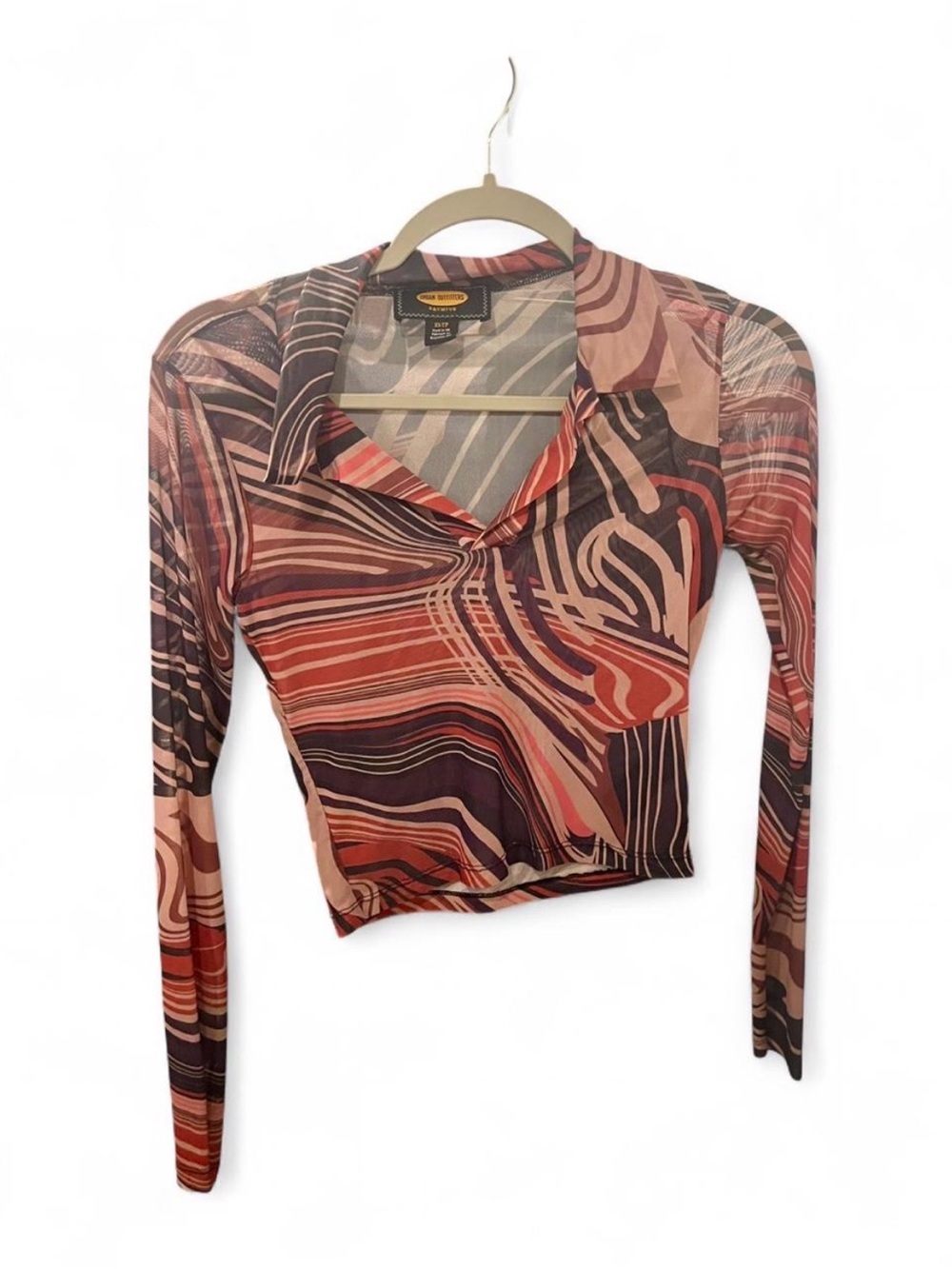 Urban Outfitters sheer swirl print crop top